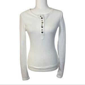 Shein waffle print top with cute snap closure size small